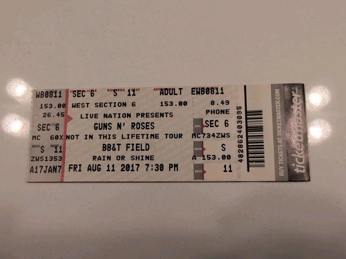 Guns N Roses Ticket Stub for sale | eBay