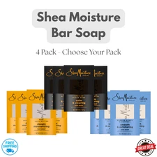 SheaMoisture Bar Soap 4 Pack | Raw Shea, African Black, Manuka Honey Oatmeal