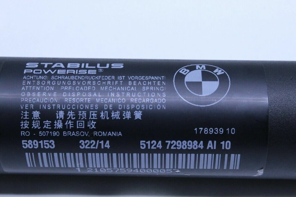 BMW 328i 335i GT 2014-2019 tapa maletero elevación actuador amortiguador derecho OEM usado Foto 2 de 4