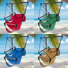 Deluxe Hammock Hanging Rope Seat Patio Tree Sky Swing Chair Porch Colorful