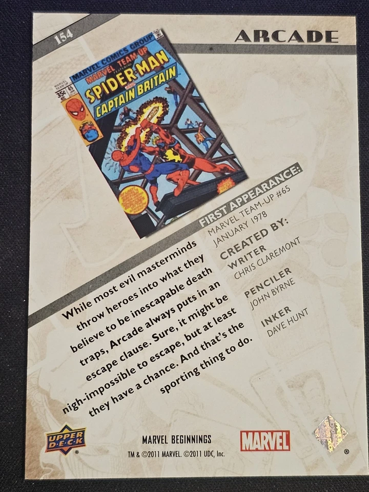ARCADE Marvel Beginnings 4/10 Numbered Trading Card #154 - Image 3 of 3
