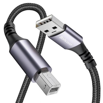 USB Druckerkabel 2M, USB 2.0 Typ A Stecker auf B Stecker Drucker geflochten Scannerkabel