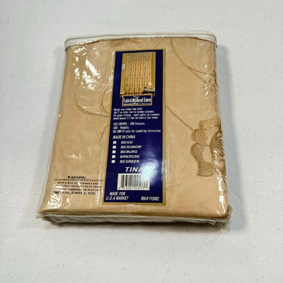 Panel cortina lino real unido beige flores tina moderno 1109-5 Foto 3 de 4