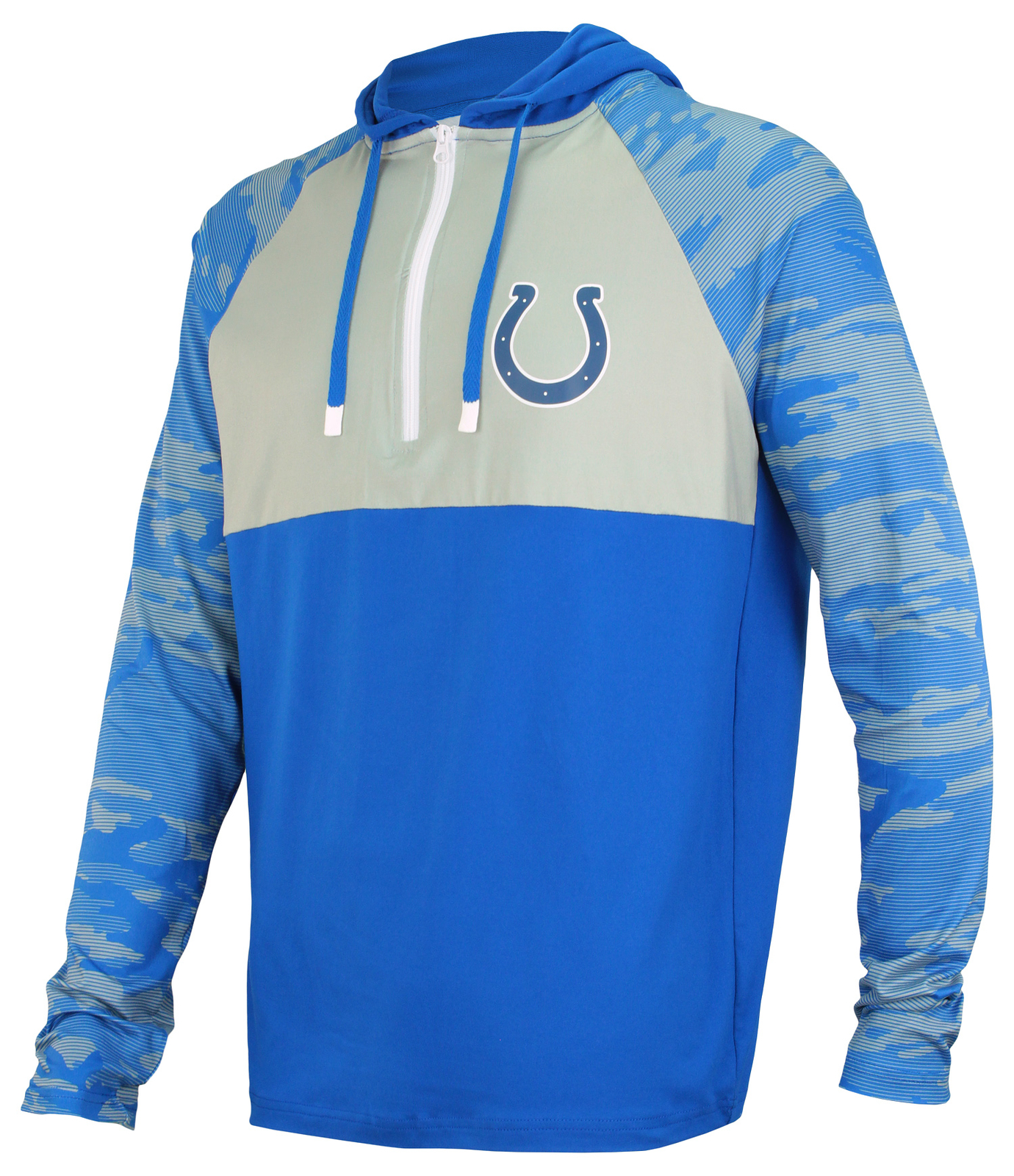 Толстовка с капюшоном Zubaz NFL Mens Indianapolis Colts Team Color Block на молнии 1/4 с камуфляжными линиями