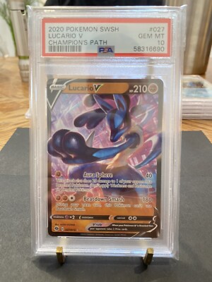 Pokémon TCG Lucario V Champion's Path 027/073 Holo Ultra Rare PSA