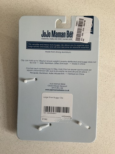 Jojo Maman Bebe Large Silver Aluminium Buggy Clip Holds 10kg New - Picture 2 of 2