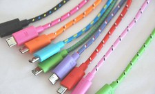 ROUND BRAIDED 3FT fabric charge cable FOR galaxy s2 s3 s4 s6 s7  edge MICRO USB
