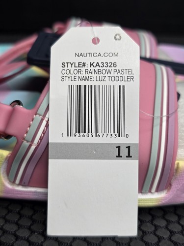 Sandalias Nautica Rainbow Pastel Luz para niños pequeños talla 11 - Imagen 5 de 5