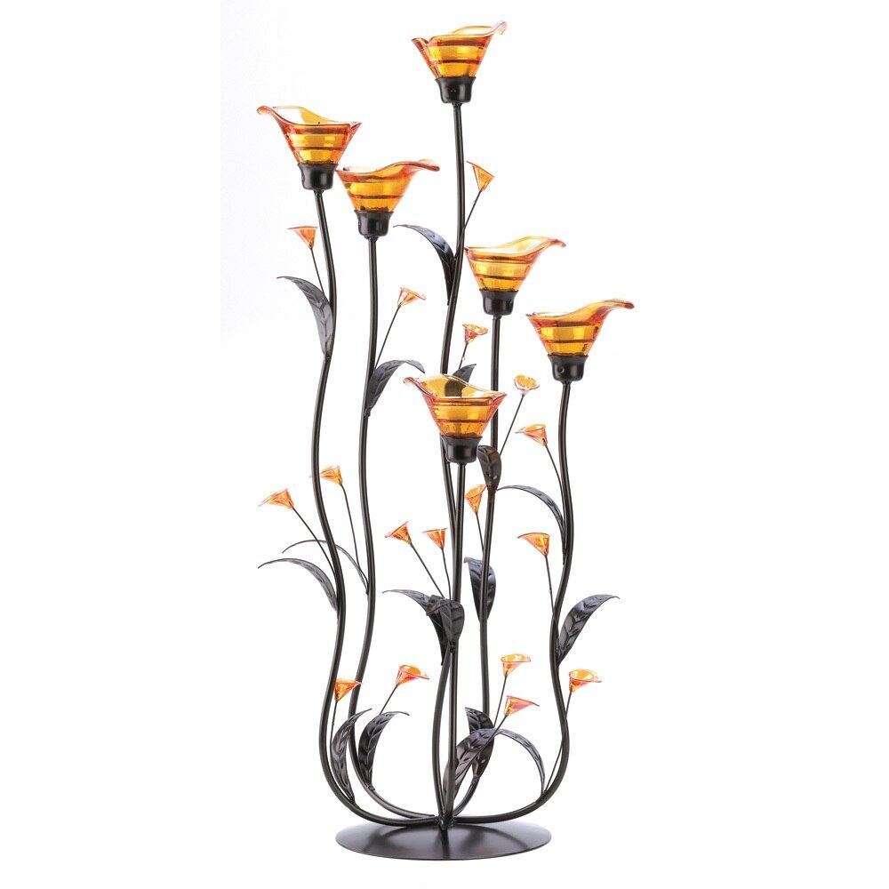 1 TALL AMBER CALLA LILY TEALIGHT CANDLE TREE HOLDER TABLE WEDDING CENTERPIECE