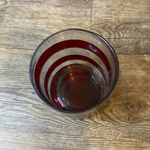 Pottery Barn Red Clear Stripe Vase 4.5” - Picture 2 of 4