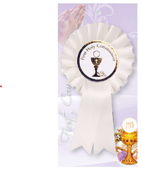 1st First Holy Communion White Rosette Ribbin Catholic Gift