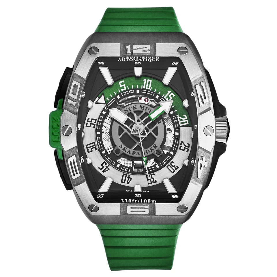 Frank Muller Men's 'SkaFander' Black Dial Green Strap Automatic 46SCSKFBLKGRN