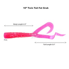 Fish Wow! 10" (with tail extend) Fat Scampi Twin Tail Perch Grub Baits Pink New