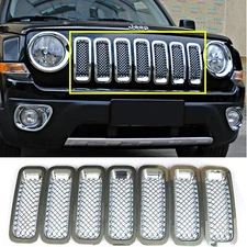 7pcs Front Mesh Grille Grill Insert Cover Bezel Kit for Jeep Patriot 2011-2018