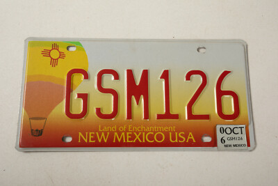 #ad New Mexico License Plate Red White Hopi Sun E4R Car GSM126 October 2006 $9.95