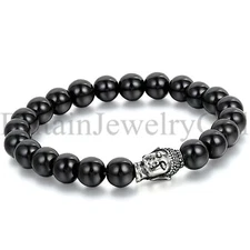 8mm Beads Tibetan Buddha Lucky Fashion Yoga Men Women Stainless Steel Bracelet
