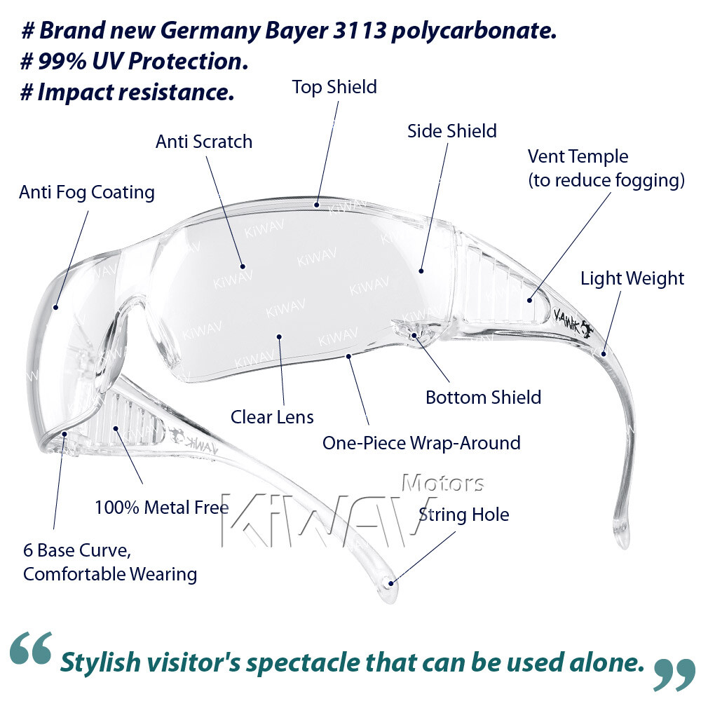 VAWiK VA340 clear safety glasses antiscratch for carpenters 10 PAIRS