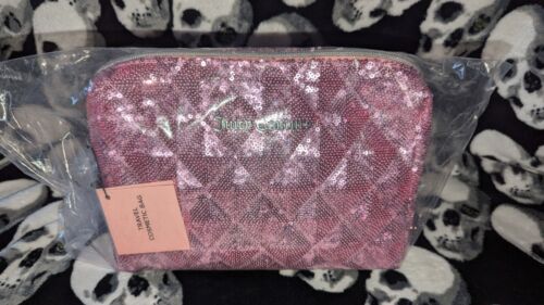 Juicy Couture Sequin Sparkle Cosmetic Travel Bag with toiletry bottle NWT