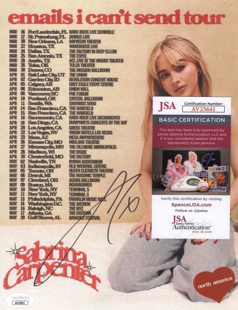 Sabrina Carpenter Signed Autograph 8.5x11 Concert Tour Sabrina Carpenter Signed Autograph 8.5x11 Concert Tour