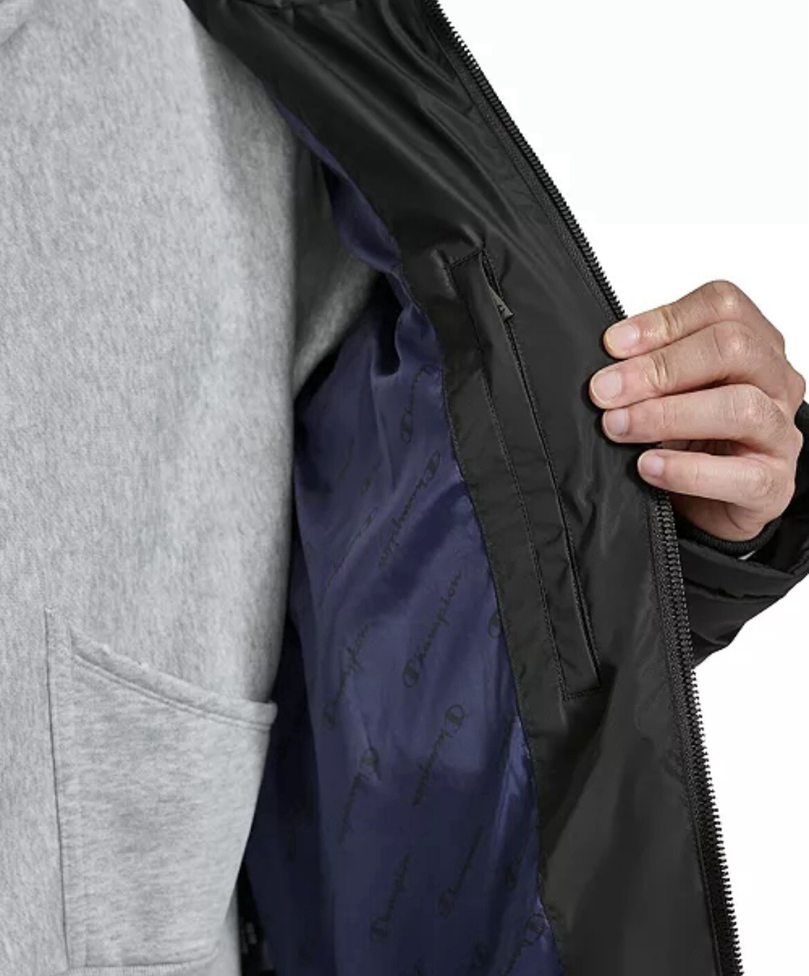 Champion Men's Quilted Full-Zip Hooded Puffer Jacket, Black, Large image 5