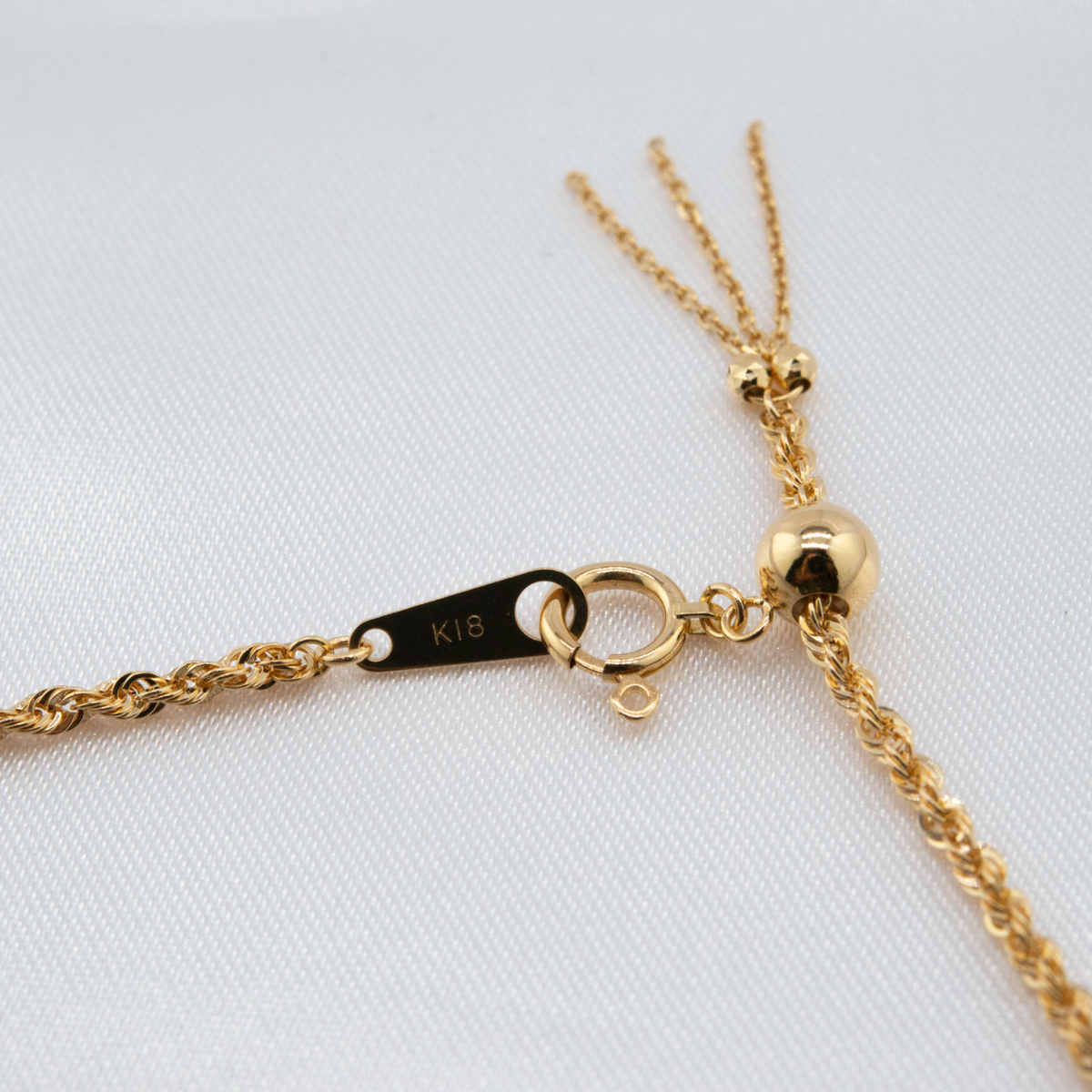 Made in Japan 18K Gold Rope Chain Necklace 60cm/23.6inches with Adjustable Slide Made in Japan 18K Gold Rope Chain Necklace 60cm/23.6inches with Adjustable Slide
