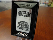 WORLD'S GREATEST TRUCK DRIVER SEMI TRUCKER ZIPPO LIGHTER MINT IN BOX