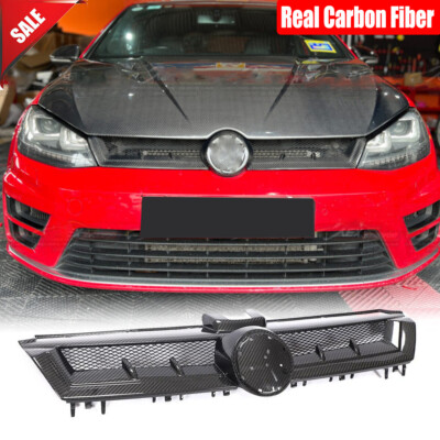 For VW Golf 7 MK7 VII GTI R 14-17 Dry Carbon Front Bumper Grille Hood Grill Trim