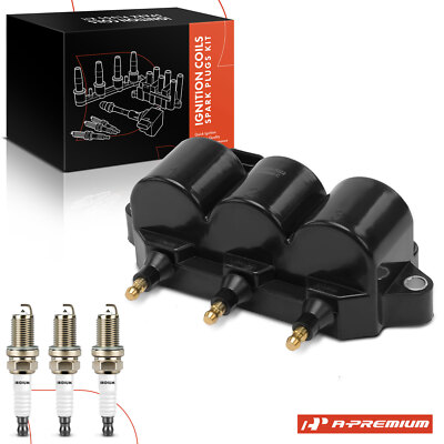 A-Premium 1x Ignition Coil + 3x Iridium & Platinum Spark Plug for Chevy Spark