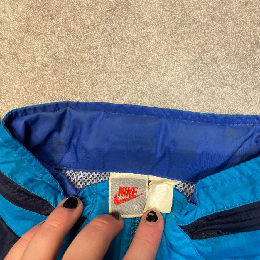 Nike Track Jacket Mens 80s Small Swoosh Vintage Full Zip Windbreaker Blue XL image 8