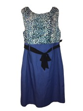New Alyx Woman Belted Ruffle Dress 18W Plus Blue Printed