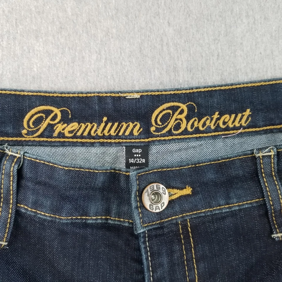 Pantalones de mezclilla para mujer Gap talla 14/32 azul lavado oscuro corte bota detalle de puntada de buena calidad Foto 3 de 4