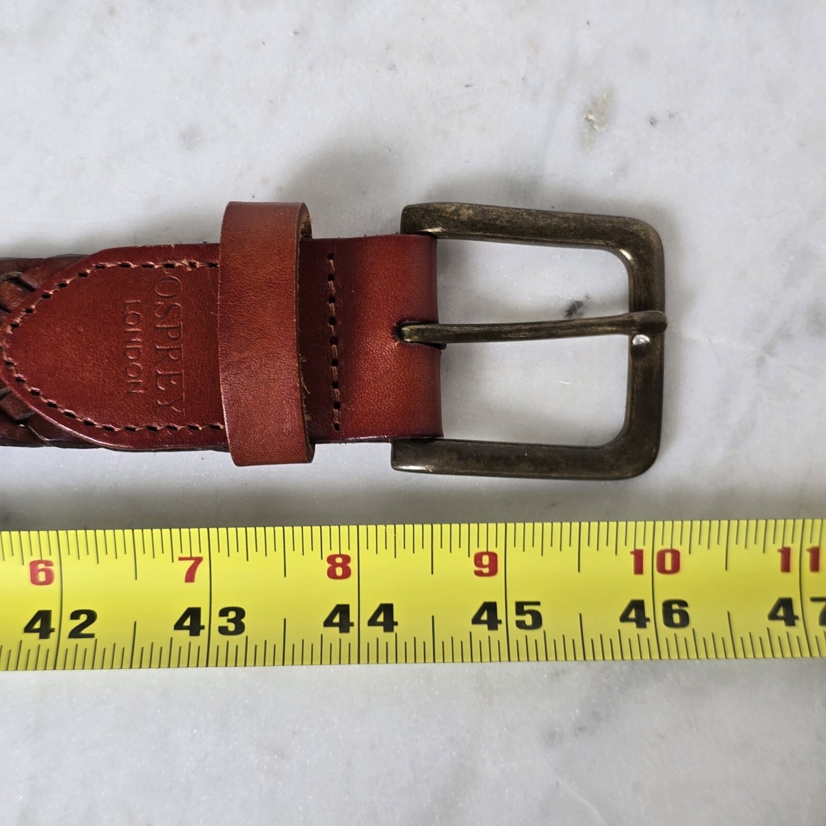 OSPREY Braided Leather Belt in Rich Brown 32” Osprey London Leather Plaited Belt Medium Tan Brown Unisex  main image 4