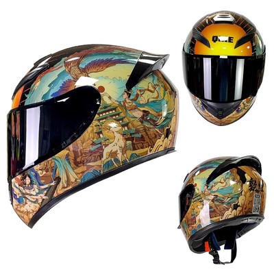 Full Face Motorcycle Helmet Adult Racing Helmet ECE DOT Approved Black Visor