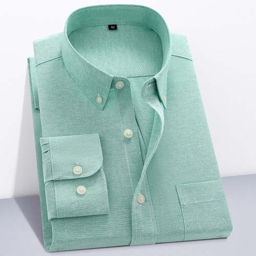 Herren Freizeit Arbeitshemd Langarm Baumwolle Oxford Kragen Formell Button Down Hemden - Bild 14 von 14