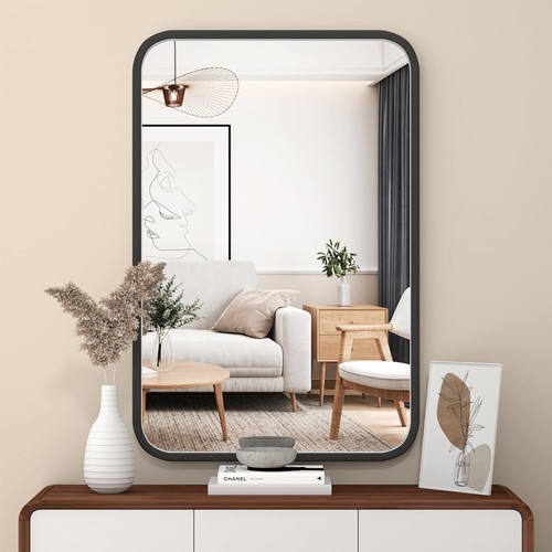 Shatterproof 20" x 30" Black Rounded Corner Wall Mirror - Home Decor Delight - Picture 4 of 11