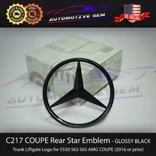 C217 COUPE Mercedes GLOSS BLACK Star Emblem Rear Trunk Lid Logo AMG S63 2014-16
