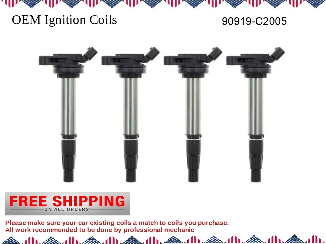 Set of 4 Ignition Coils OEM # 90919-C2005 Refurbished / GENUINE