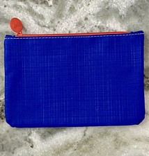 Ipsy Cosmetics Glam Bag Blue/White Colorblock With Coral Zipper And Lining New