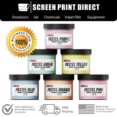 #ad Screen Printing Plastisol Ink Kit Low Temp Cure 270F 6 Pastel Colors 8oz $75.94