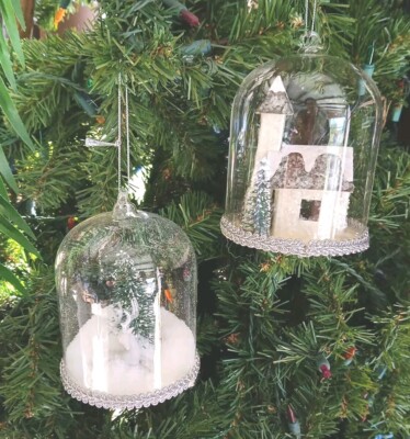 (7) Holiday Christmas Glass Let It Snow Deer/House Ornaments