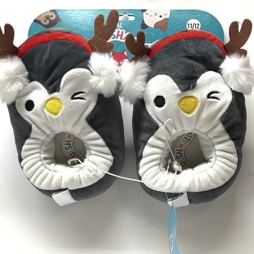 NWT Squishmallows KellyToy Reindeer Penguin Slippers Plush Size Kids 11/12 - Picture 5 of 5
