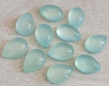  WHOLESALE NATURAL AQUA CHALCEDONY CABOCHON PEAR SHAPE LOOSE GEMSTONE JEWELLERY