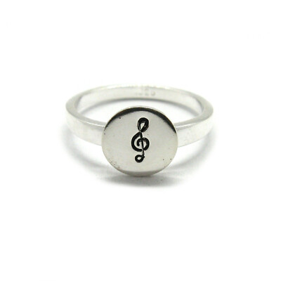 Stylish Sterling Silver Ring Hallmarked Solid 925 Treble clef Handmade