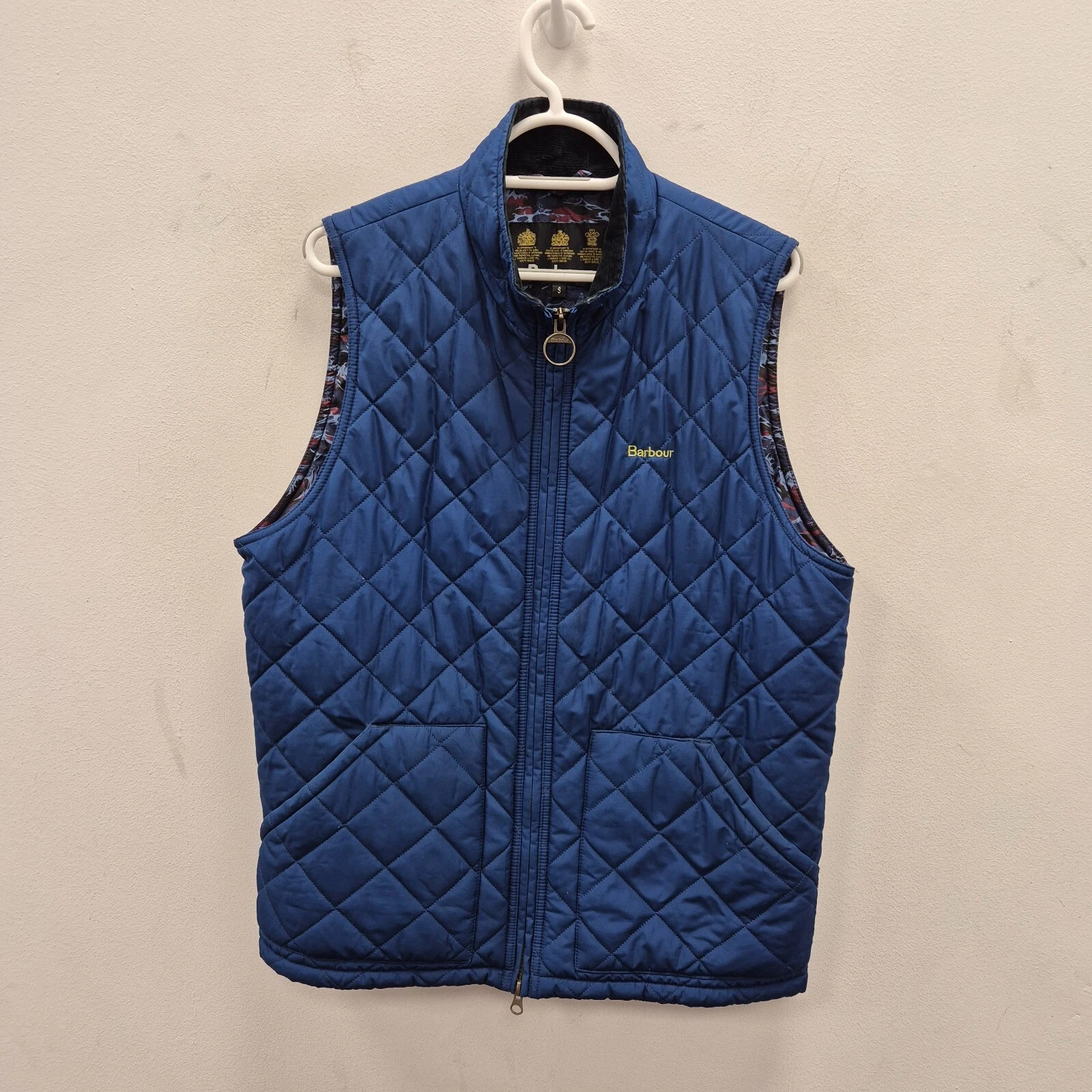 Barbour Bosun Lightweight Waves Camouflage Print Blue Vest Gilet Size Small