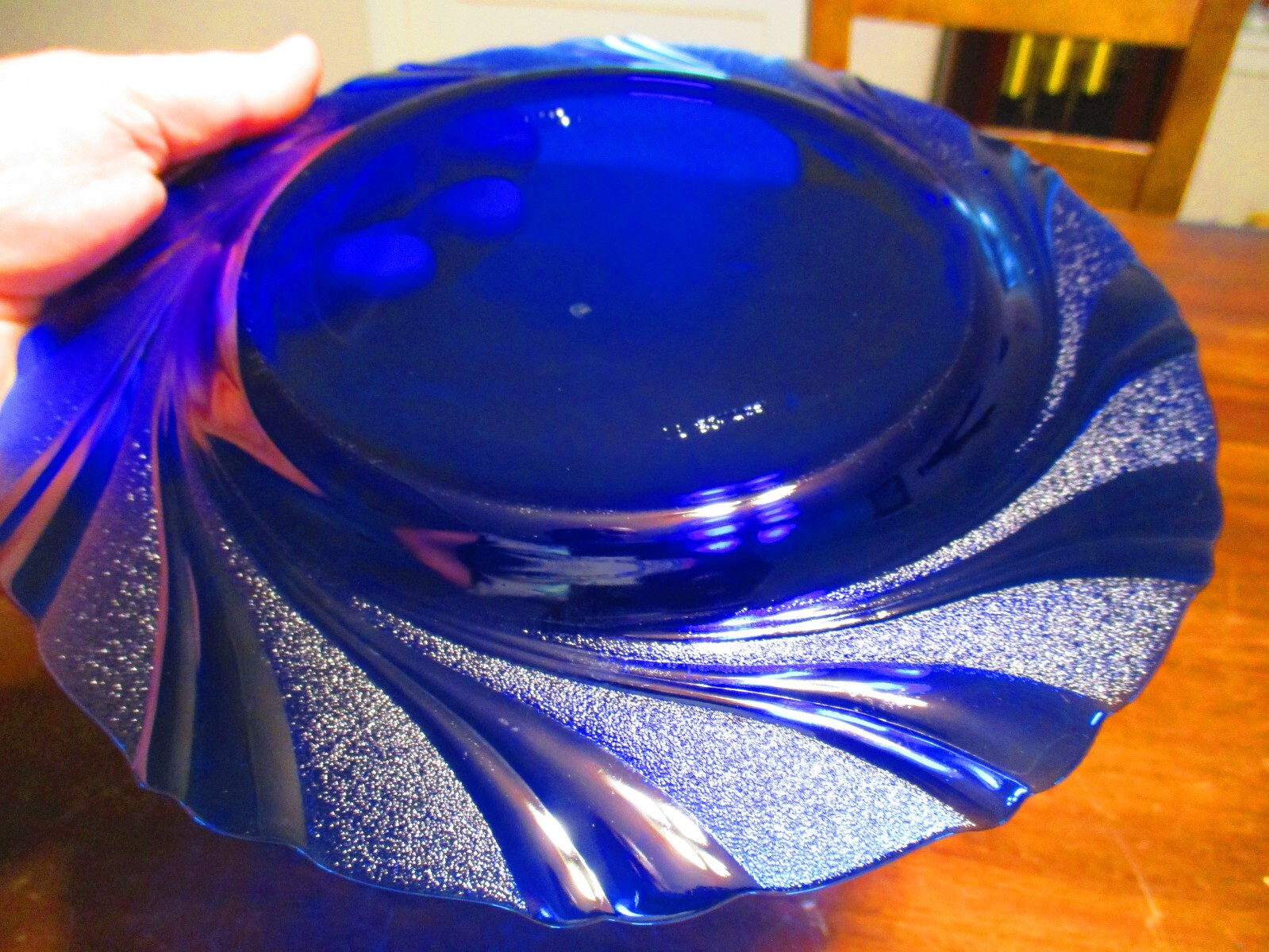 1 DURALEX BORMIOII ROCCO RIVAGE COBALT BLUE SWIRL PATTERN 9.25'' GLASS PLATES