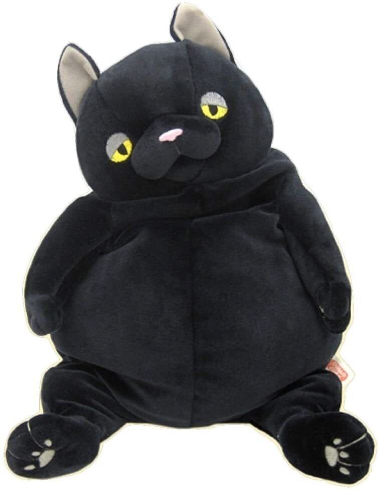 Shinada Global Mochi-Neko Black Cat L 30cm Plush Stuffed Toy Doll NEW