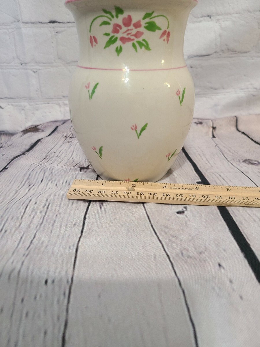 Vintage Japanese Flowers Vase With Pink Trim 1985 | eBay