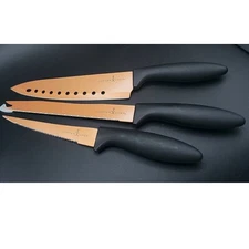 COPPER CHEF 3-PIECE KNIFE SET - 9” MULTI-PURPOSE SLICER, 8" CHEF & 6" FILET
