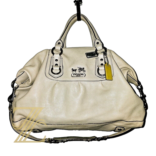 Coach Madison Op Art Sabrina Satchel With shoulder strap #12949 TAN MSRP $398 - Picture 6 of 11