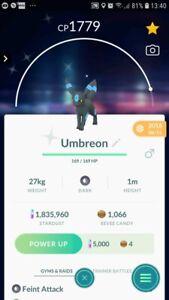 Shiny Umbreon Eevee Evolution Trading Pokemon Go Ebay